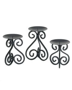 SCROLLWORK CANDLE STAND TRIO