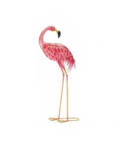 BRIGHT STANDING FLAMINGO LOOKING BACK